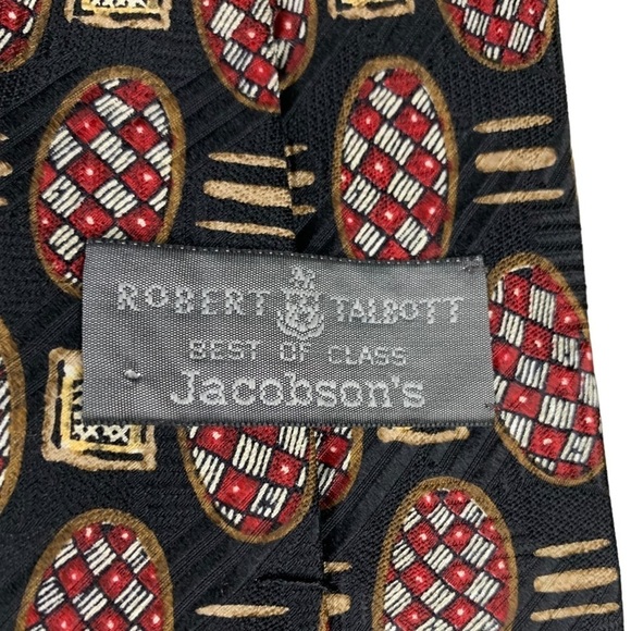 Robert Talbott Best of Class Jacobson's Black Red Gold Italian Silk Handsewn Tie - Picture 3 of 9